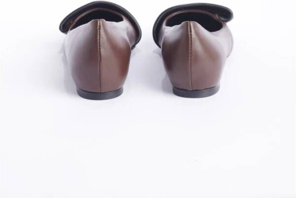 L'arianna Bruine Platte Schoenen Leren Materiaal Brown Dames