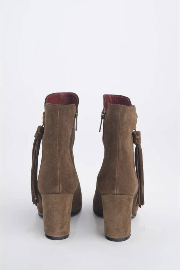 L'arianna Bruine Suède Enkellaars Brede Hak Brown Dames