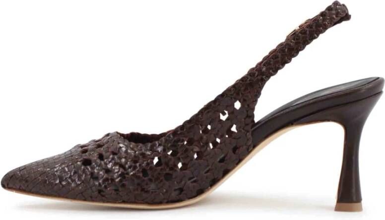 L'arianna Gevlochten leren slingback schoenen Brown Dames