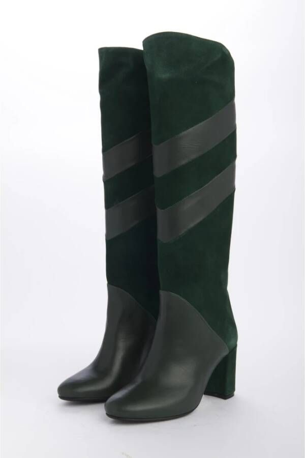 L'arianna Groene platte schoenen met suède banden Green Dames