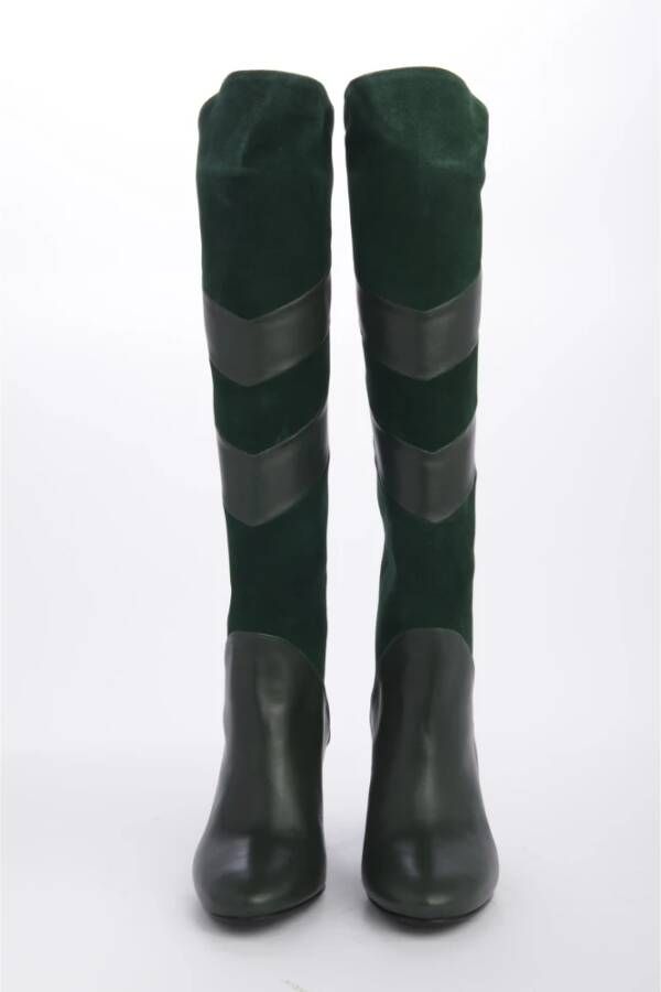 L'arianna Groene platte schoenen met suède banden Green Dames