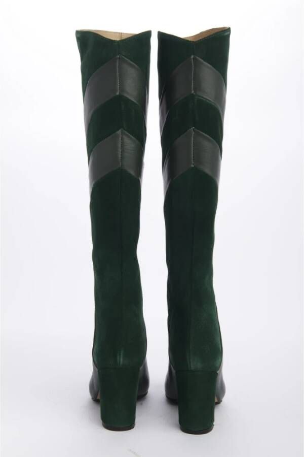 L'arianna Groene platte schoenen met suède banden Green Dames