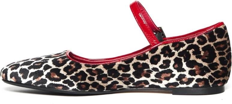 L'arianna Luipaardfluweel Rode Band Hakken Multicolor Dames