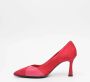 L'arianna Rode Suède Decolté met Leren Detail Red Dames - Thumbnail 3