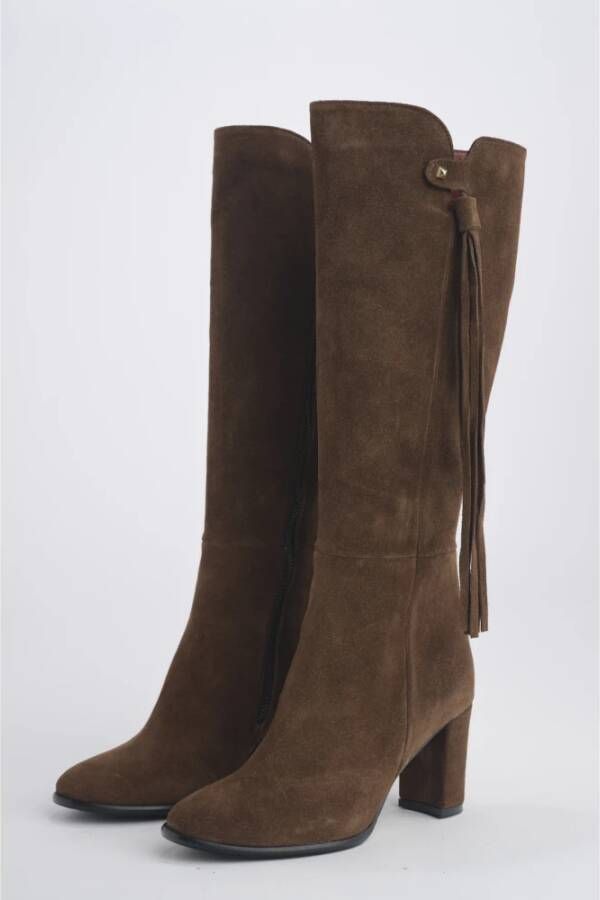 L'arianna Suède Enkellaars Brede Hak Brown Dames