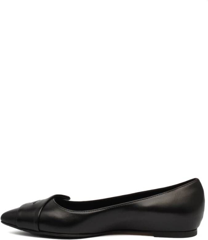 L'arianna Zwarte Leren Slingback Ballerina Schoenen Black Dames