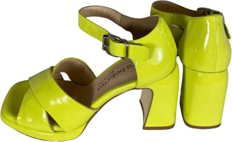 Laura Bellariva Gele Lime Sandaal in Lakleer Yellow Dames