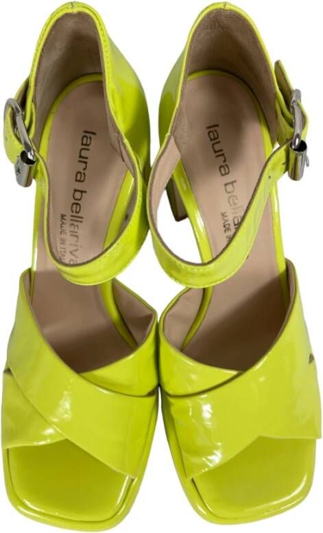 Laura Bellariva Gele Lime Sandaal in Lakleer Yellow Dames