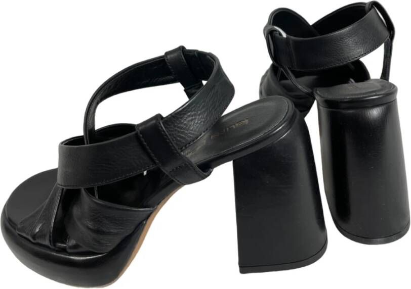 Laura Bellariva Hoge blokhak leren sandalen Zwart Dames