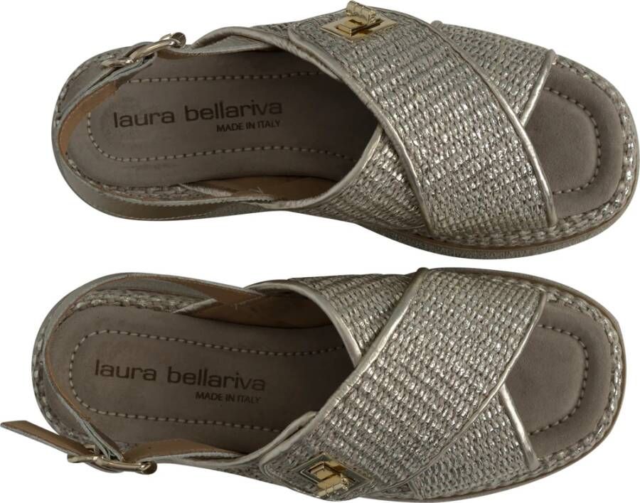 Laura Bellariva Raffia Sandalen met Gouden Details