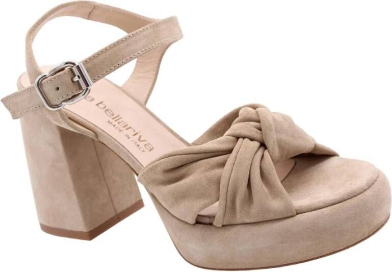 Laura Bellariva Elegante Suède Hoge Hak Sandalen Beige Dames