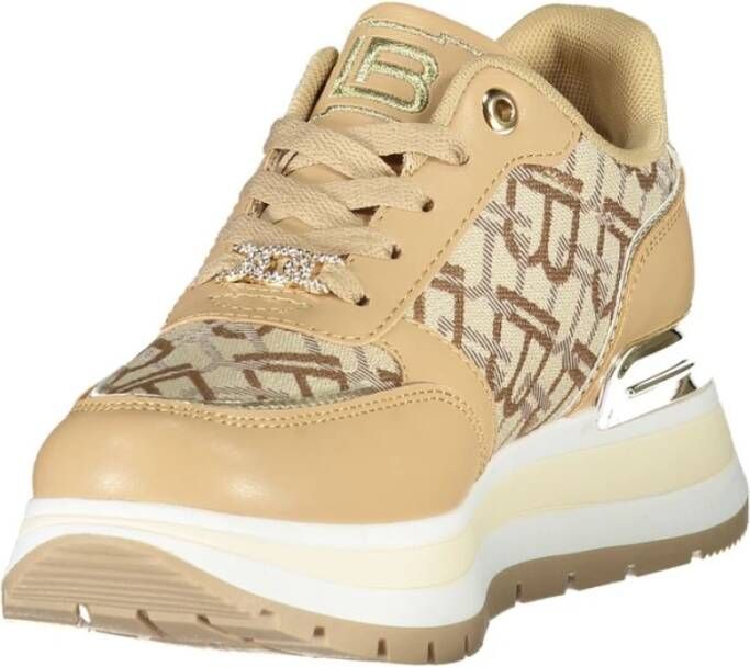 Laura Biagiotti Beige Geborduurde Sneakers met Verwijderbare Binnenzool