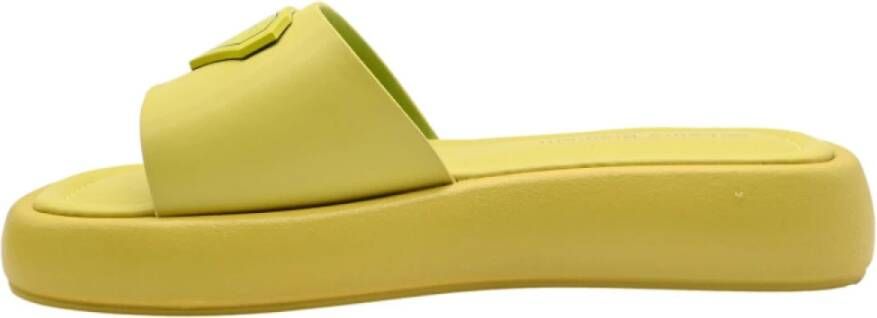Laura Biagiotti Lime Kalf Sliders Yellow Dames