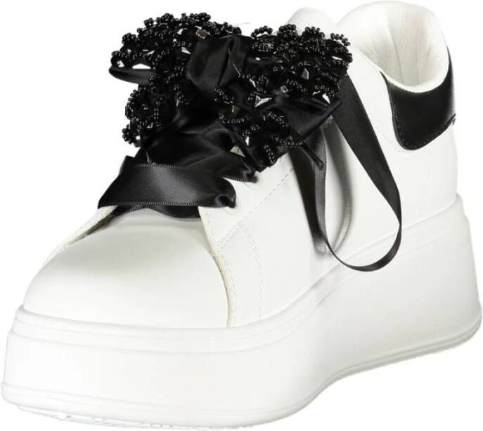 Laura Biagiotti Witte Polyester Sneaker met Verwijderbare Strass