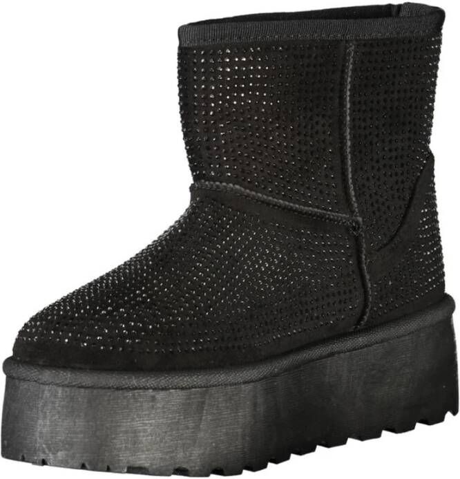 Laura Biagiotti Zwarte Bont Rhinestone Dameslaarzen