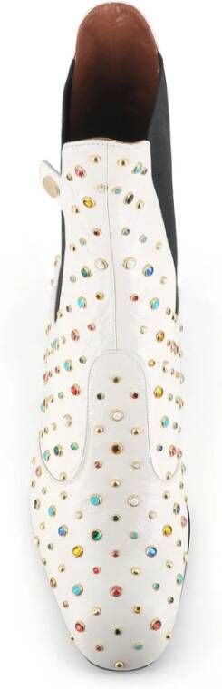 Laurence Dacade Witte leren enkellaarzen met studs
