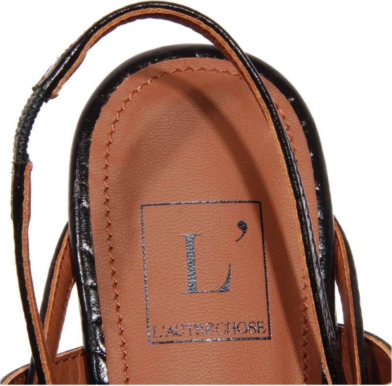 L'Autre Chose Coconut Nappa Zwarte Sandaal