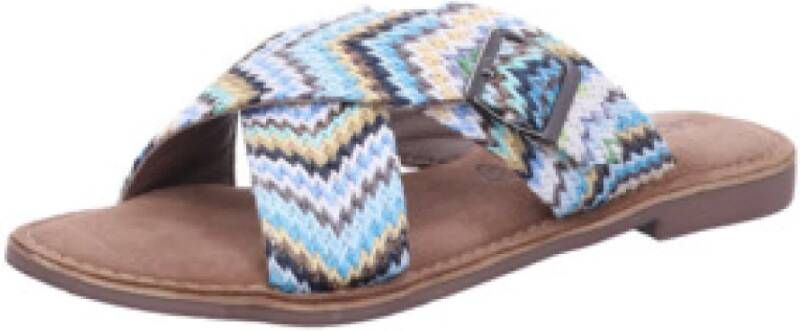Lazamani Blauwe Dames Slide Sandalen Comfort Stijl