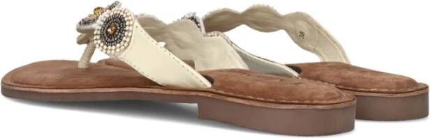 Lazamani Kralen Cirkel Slippers Beige Dames