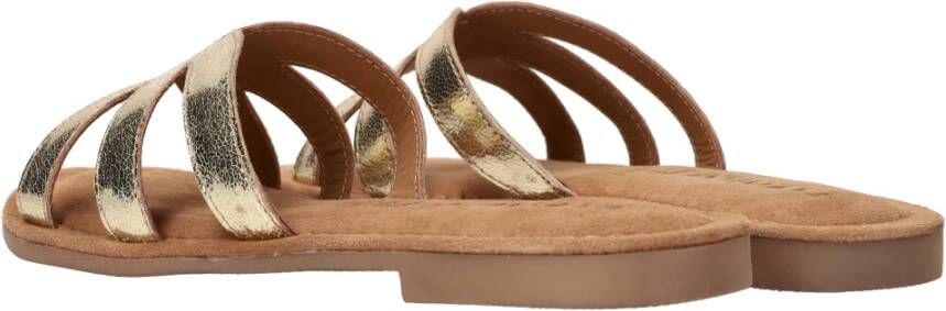 Lazamani Metallic Gouden Leren Slippers Yellow Dames