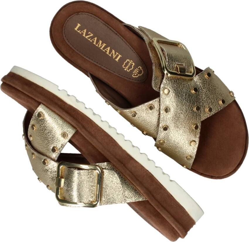 Lazamani Metallic Gouden Studded Slipper Yellow Dames