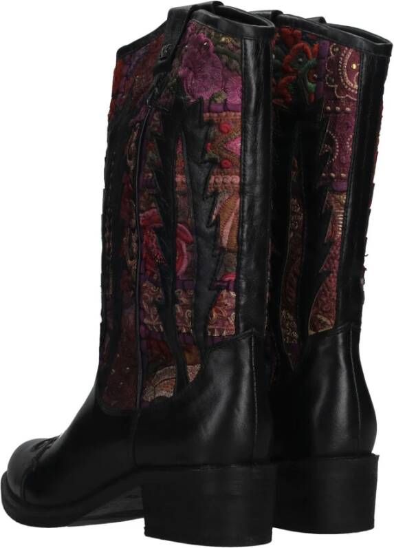 Lazamani Western Style Zwarte Leren Laars Multicolor Dames
