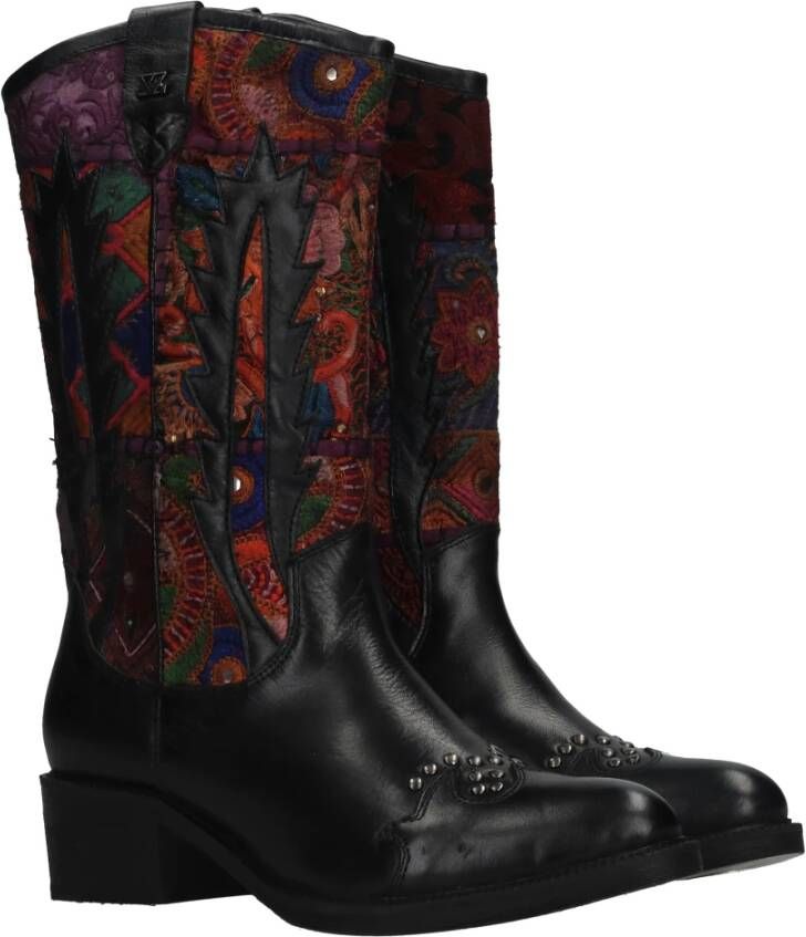 Lazamani Westerse Stijl Zwarte Leren Laars Black Dames