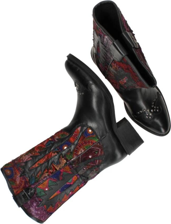 Lazamani Westerse Stijl Zwarte Leren Laars Black Dames