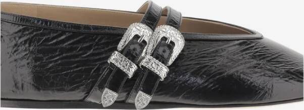 Le Monde Beryl Ballerina flats van gelamineerd leer zwart