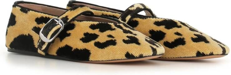 Le Monde Beryl Bruine Luipaardprint Fluweel Ballerina Schoenen Multicolor Dames