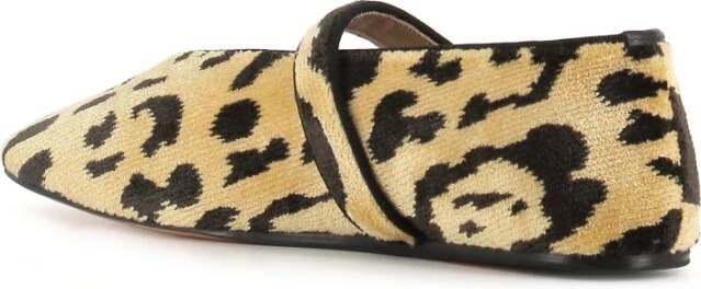 Le Monde Beryl Bruine Luipaardprint Fluweel Ballerina Schoenen Multicolor Dames