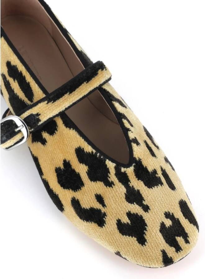 Le Monde Beryl Bruine Luipaardprint Fluweel Ballerina Schoenen Multicolor Dames