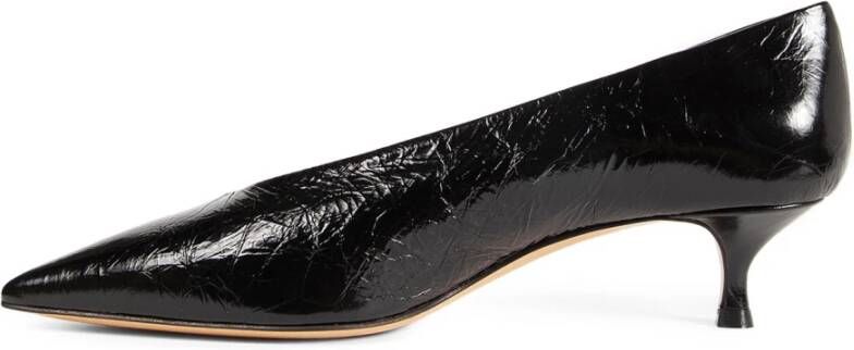 Le Monde Beryl Zwarte leren kittenhak schoenen