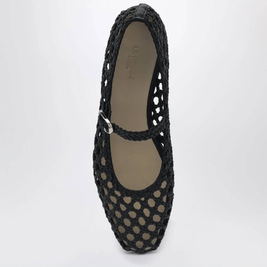 Le Monde Beryl Zwarte platte schoenen van geitenleer