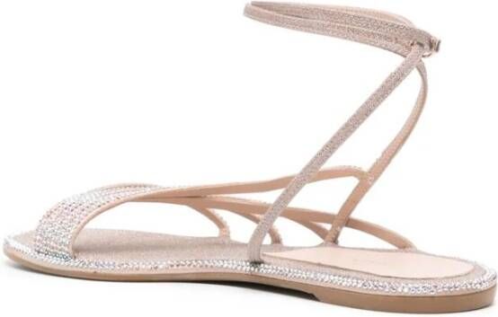 Le Silla Beige Geitenleren Sandalen met Kristalversiering Pink Dames