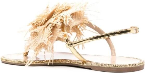 Le Silla Bruine Raffia en Kristal Sandalen
