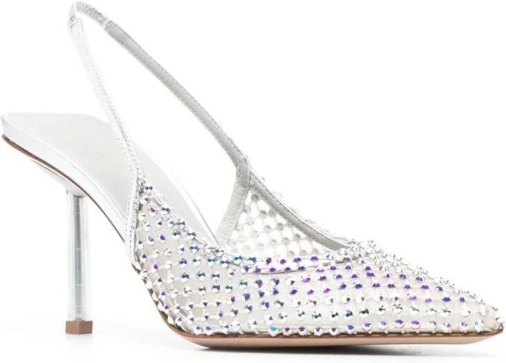 Le Silla Kristalversierde Zilveren Sandalen Gray Dames