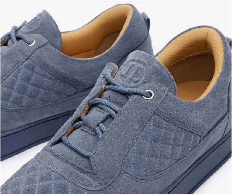 Leandro Lopes Blauwe Suède Lage Top Sneakers Blue Heren