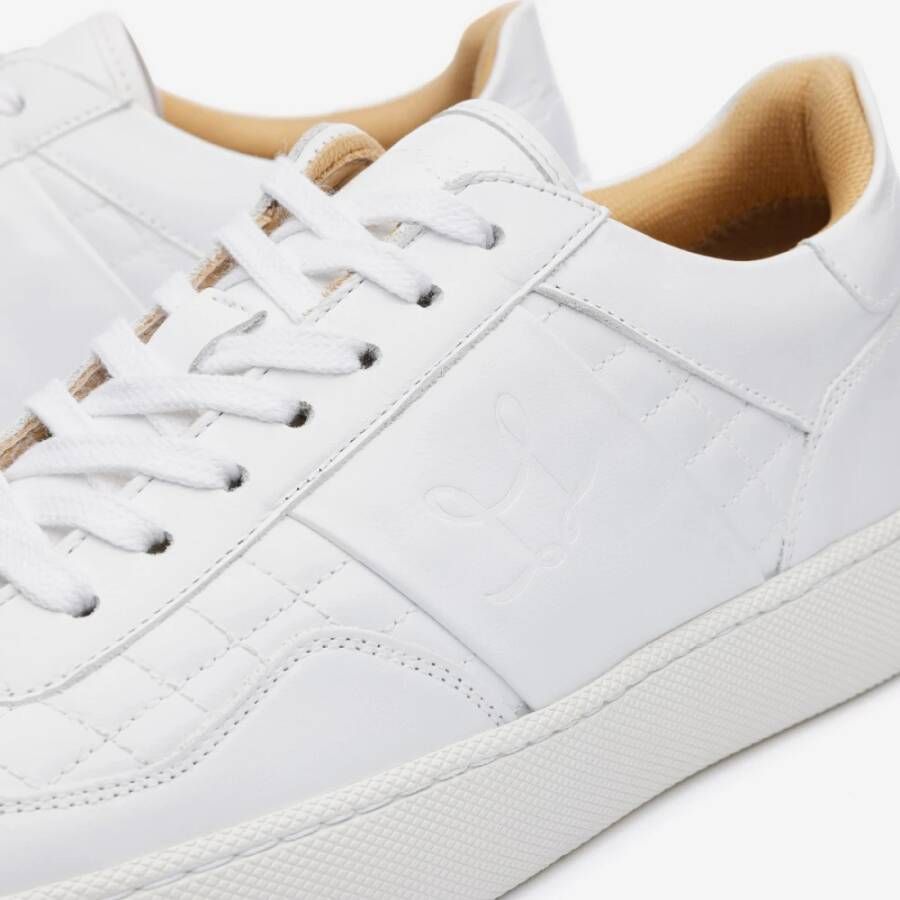 Leandro Lopes Handgemaakte Leren Lage Top Sneakers White Heren