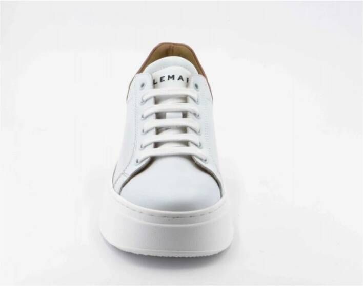 Lemaré Wit Nude Leren Sneakers 50mm Hak