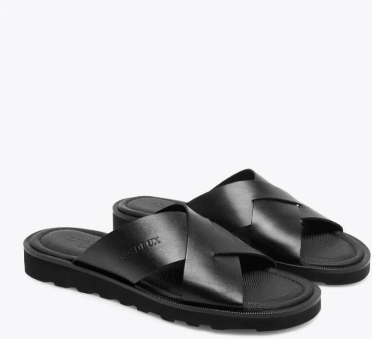 Les Deux Leren sliders voor heren Zwart Heren