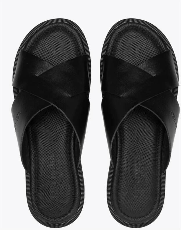 Les Deux Leren sliders voor heren Zwart Heren