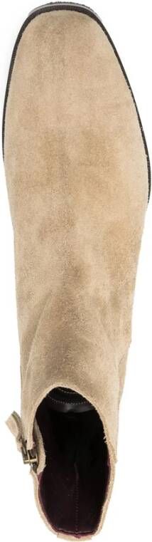 Lidfort Beige Side Zip Stacked Heel Schoenen