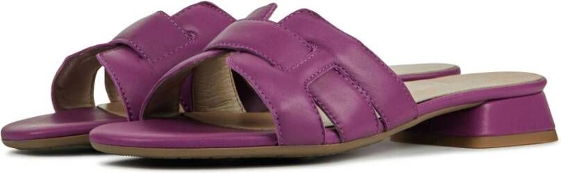 Lina Locchi Aubergine Leren Pantoffels Purple Dames