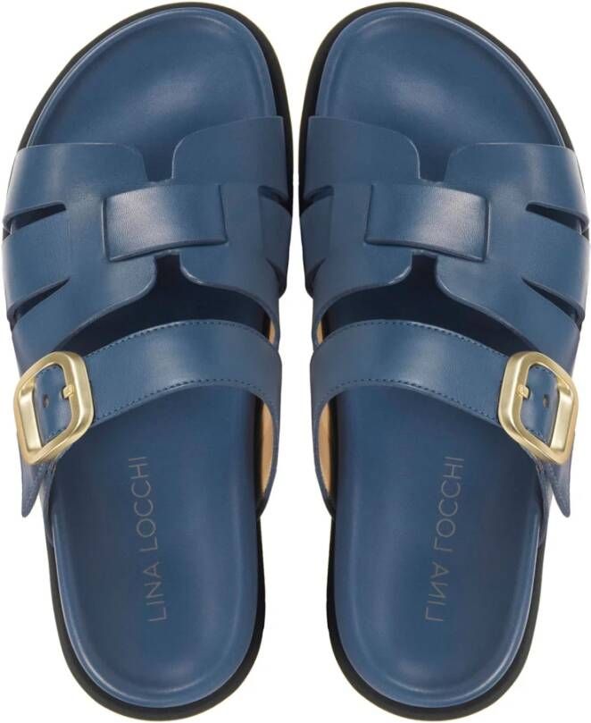 LINA LOCCHI Slippers Dames 765 05 Maat 37 Materiaal Leer Kleur Blauw Schoenen