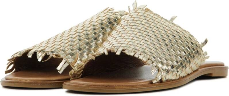 Lina Locchi Gouden Leren Pantoffels Yellow Dames