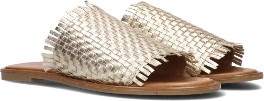Lina Locchi Gouden Leren Slippers Yellow Dames