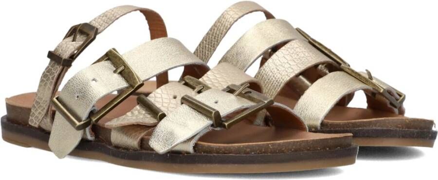 Lina Locchi Gouden Leren Slippers Yellow Dames