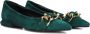 Lina Locchi Instappers Dames Instapschoenen Damesschoenen Suède L1235 Groen - Thumbnail 3