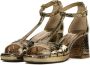 Lina Locchi Sandalen Dames Damesschoenen Leer Plateauhak hoogte 8 cm L1268 Goud - Thumbnail 2